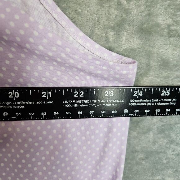 Miss Elaine Purple Polka-dot 1X Nightgown pockets button sleeveless cotton - Picture 6 of 11
